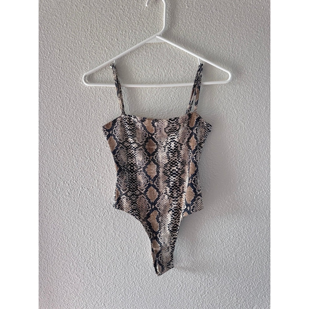 NWT Salty x Tiki Girl Snake Print Bodysuit Brown Black Size Small